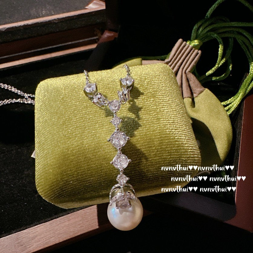 zircon drop necklace for women