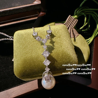 zircon drop necklace for women