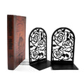 Rose Flower Bookends Pair    Black