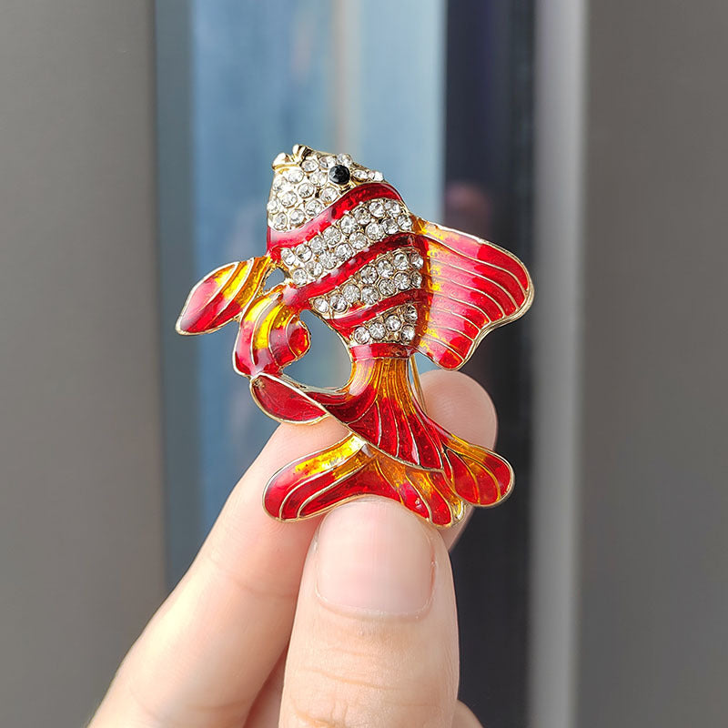 Sparkling animal brooch on clothing