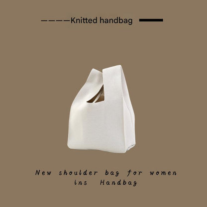Knitted Tote Bag with Floral Design
