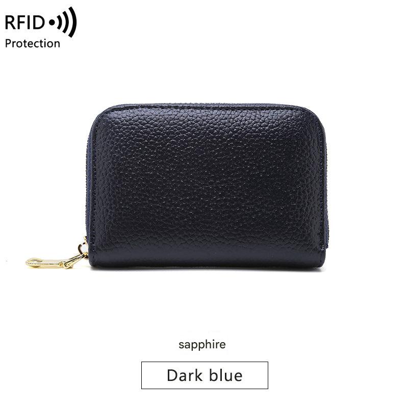 RFID blocking leather wallet in amethyst purple color