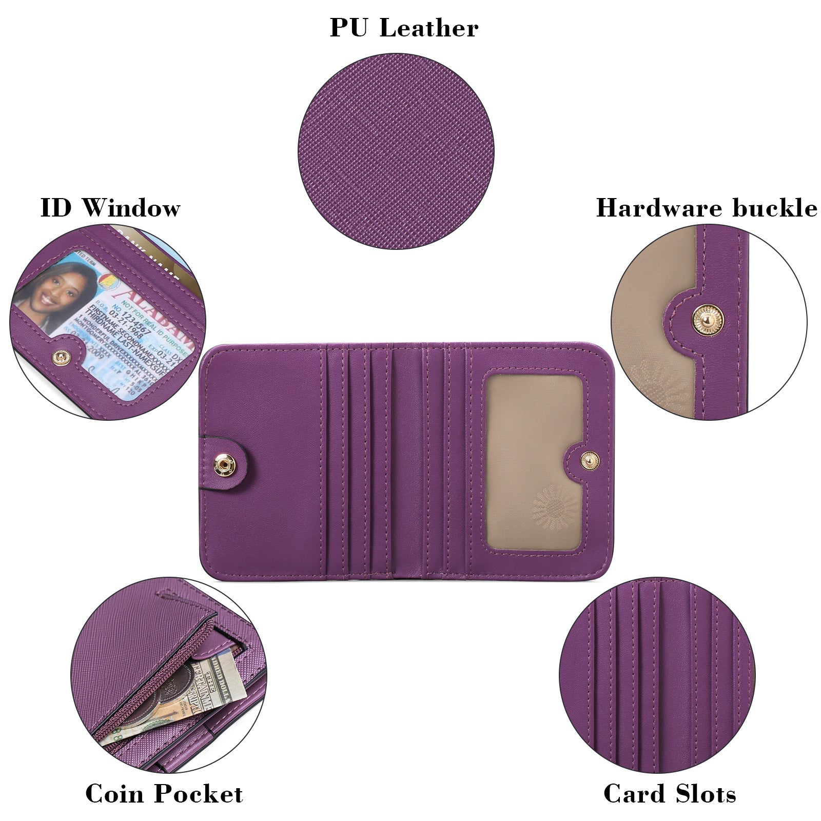 Grape purple PU leather wallet