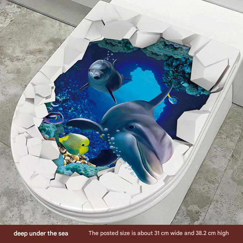Cute Dolphin Toilet Seat Sticker Image 7
