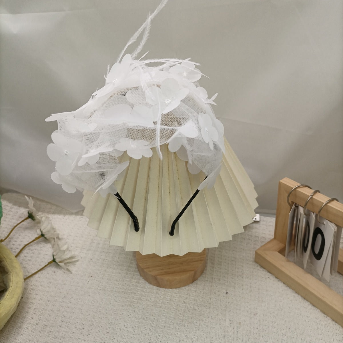 Elegant floral half hat for women