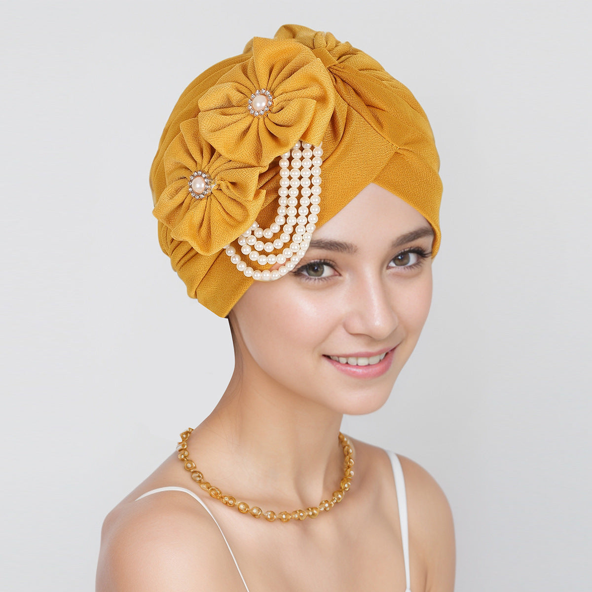 Polyester cap with floral designs - image 3