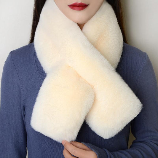Stylish scarf wrapped around a model's neck