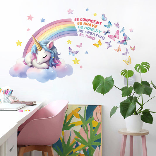 Colorful unicorn decor for playroom