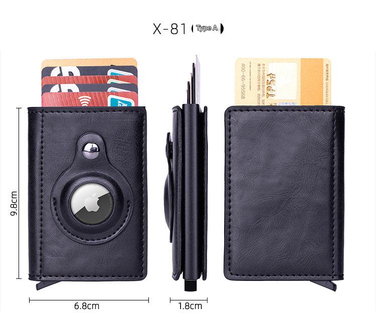 Smart leather wallet with Airtag tracking in carbon fiber