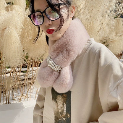 faux fur neck warmer in black