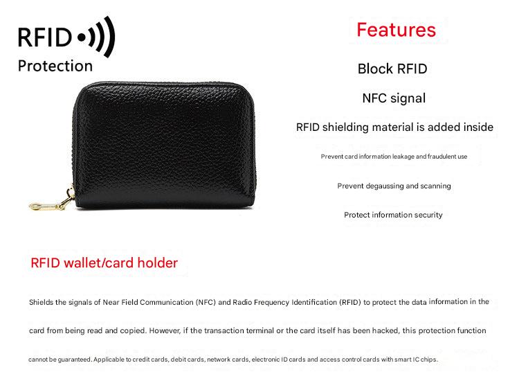 RFID blocking leather wallet in linen blue color