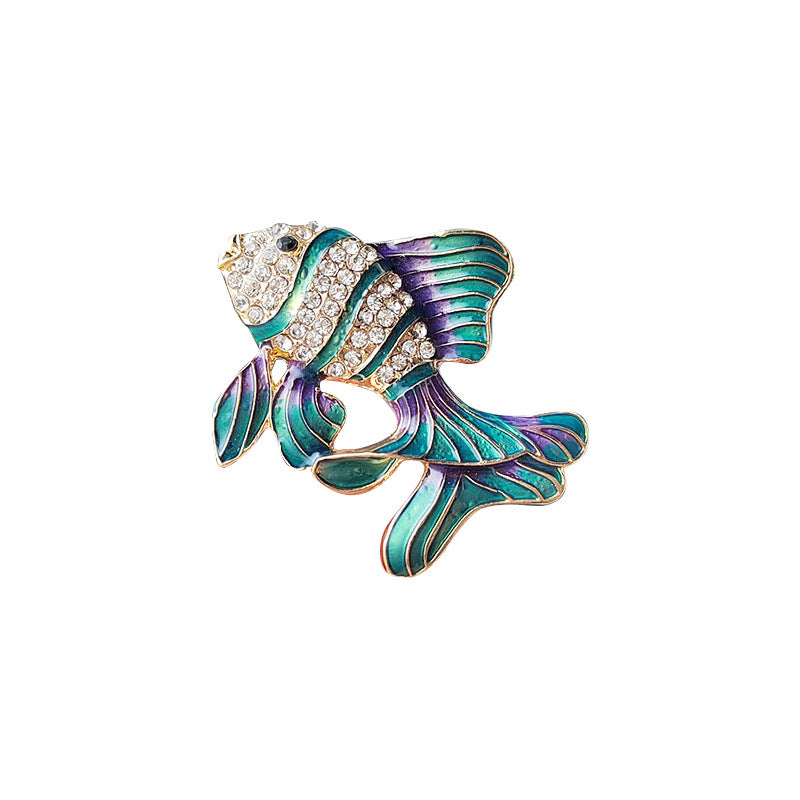 Tropical fish brooch pin red