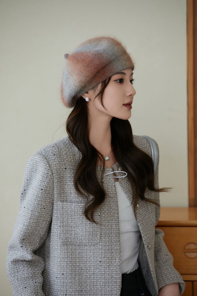 Cozy Rabbit Fur Beret Hat for Women