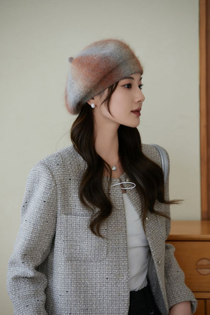 Cozy Rabbit Fur Beret Hat for Women