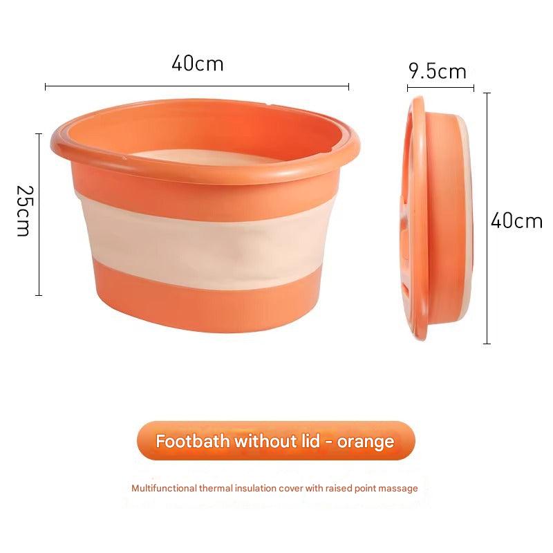 Foot soaking bucket demonstrating use
