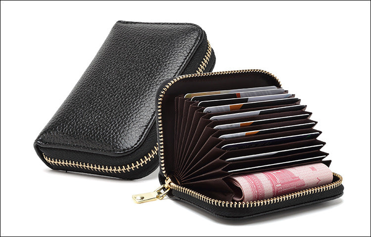 RFID blocking leather wallet in army green color