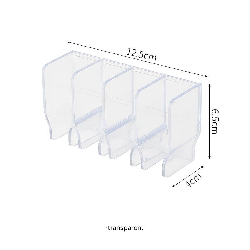 Close-up of modern plastic bathroom storage solution