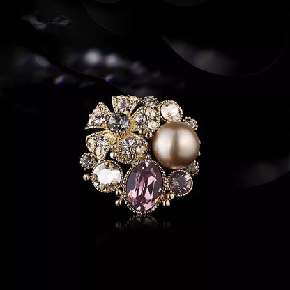 Rhinestone Floral Brooch Image 2