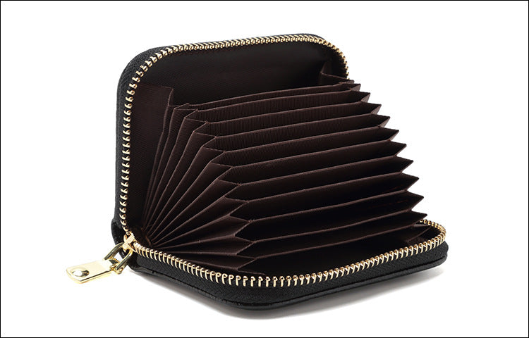 RFID blocking leather wallet in coffee color