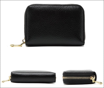 RFID blocking leather wallet in brown color