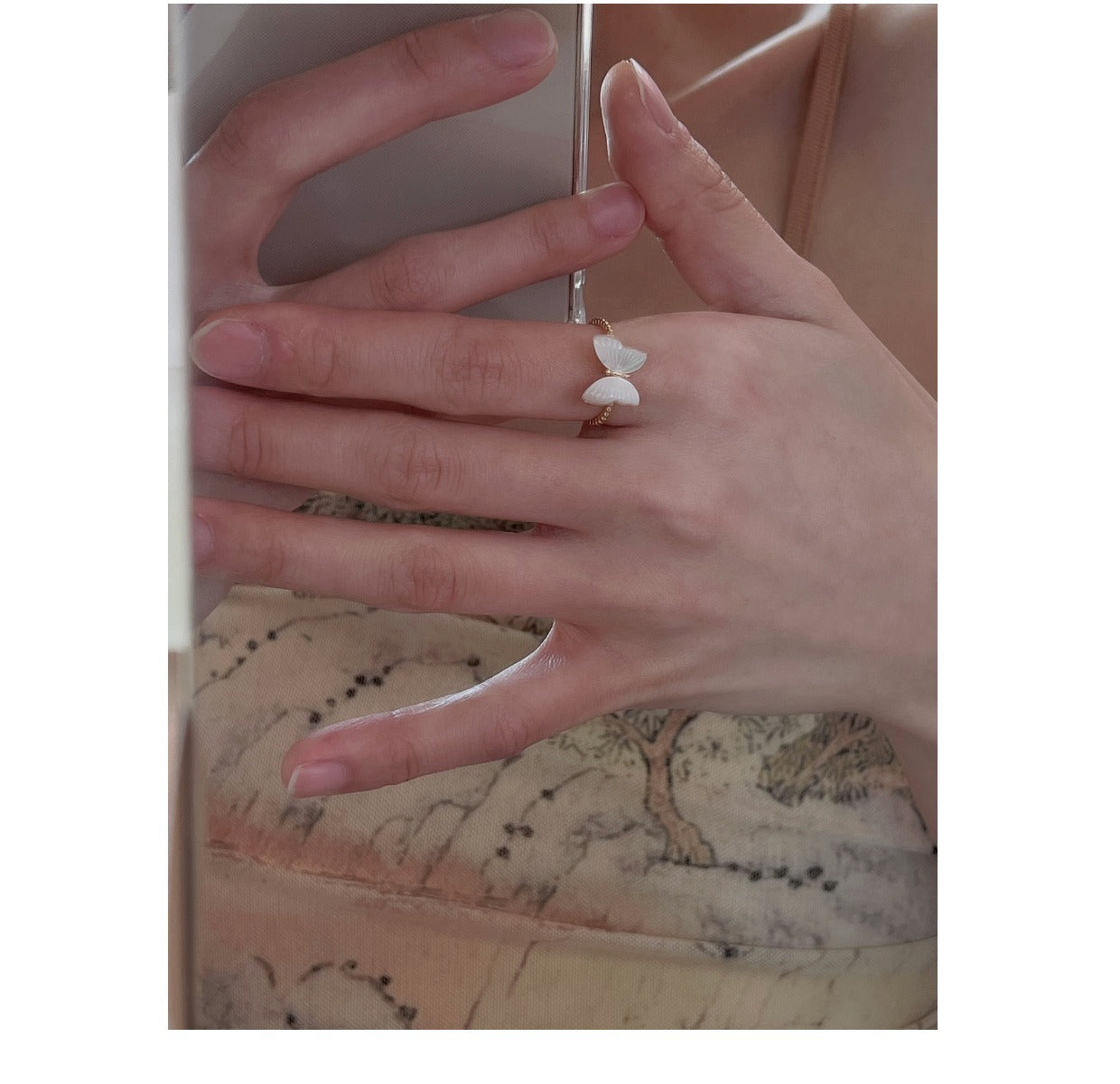 Elegant pearl butterfly ring for women - image 8