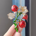 XZ0228-7 Twisted Branch Flower Strawberry Brooch