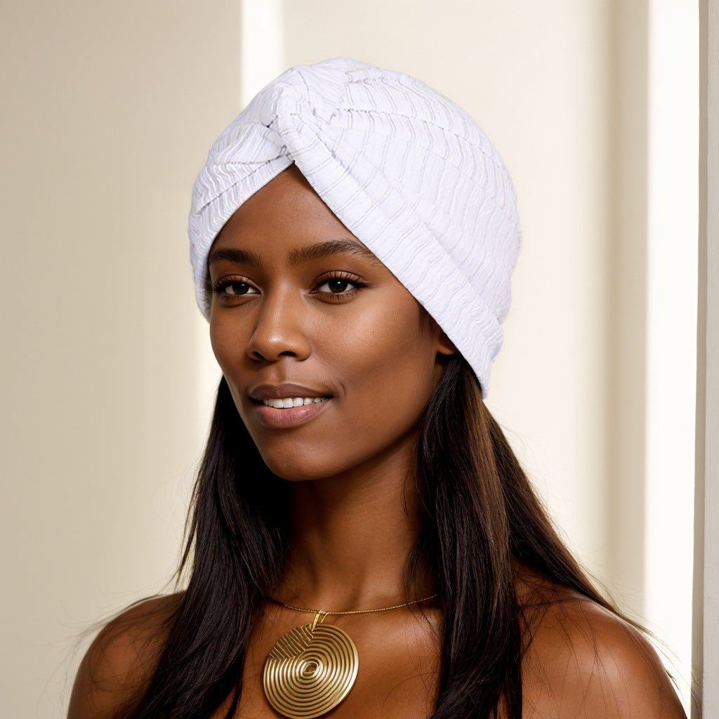 Wine red elastic headwrap beanie for winter wear