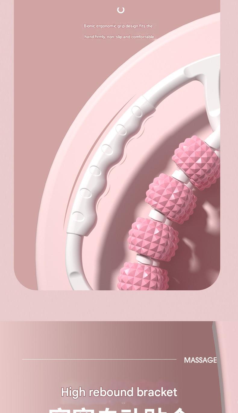 Close-up of dual row roller leg massager