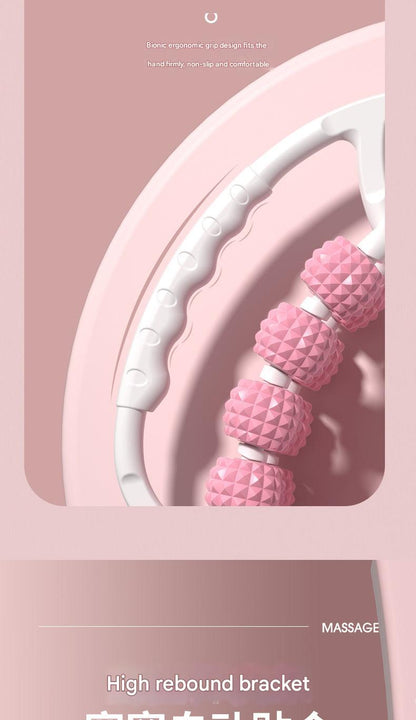 Close-up of dual row roller leg massager