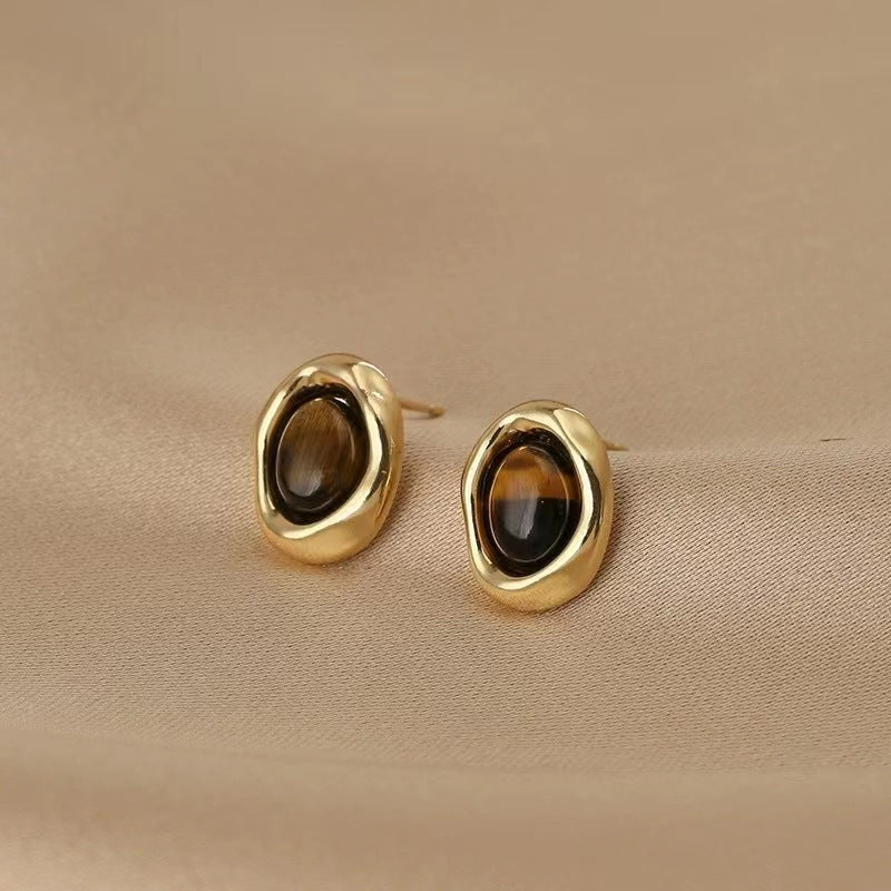 Vintage style tiger eye stone earrings for women