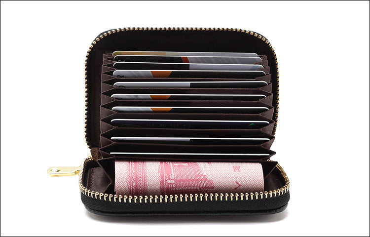 RFID blocking leather wallet in yellow color