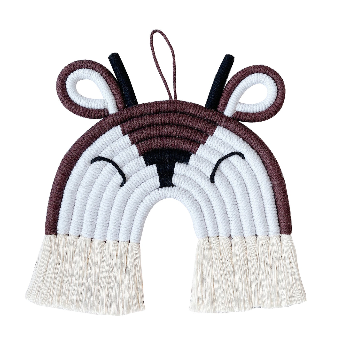 Woven rainbow deer wall hanging for kids room