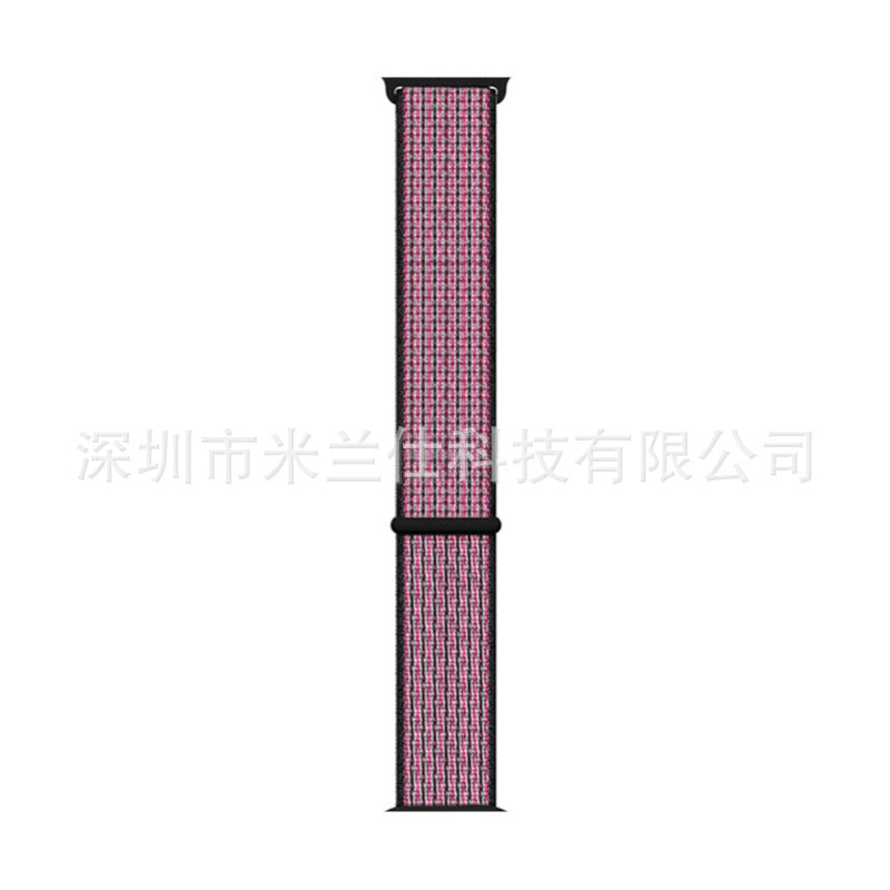 Stylish Nylon Braided Watch Band for Apple Watch - Compatible with Series 1-9 & Ultra - Adjustable Velcro Closure - Multiple Colors Available