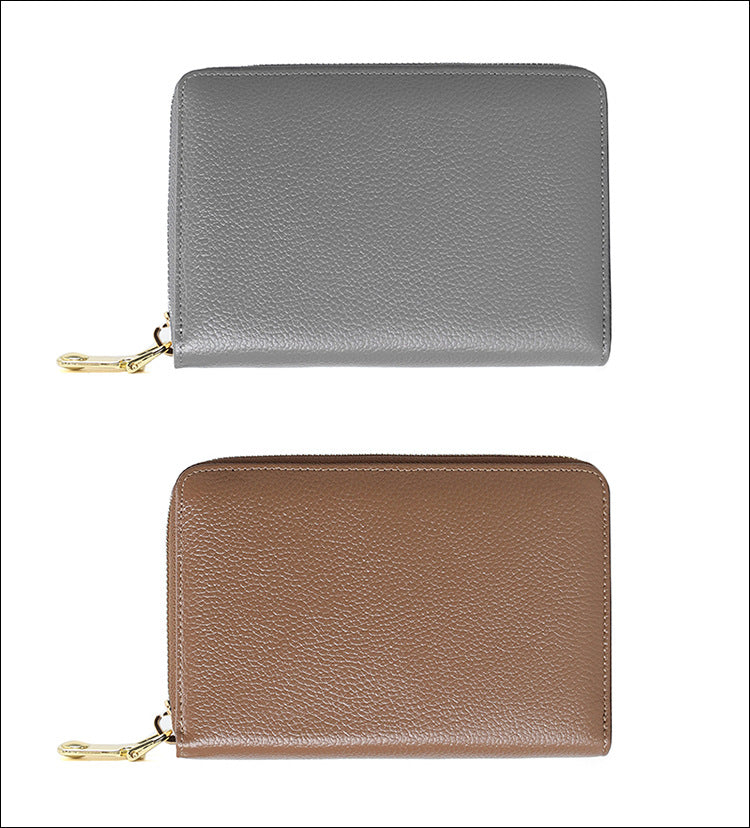 RFID blocking leather wallet in coffee color