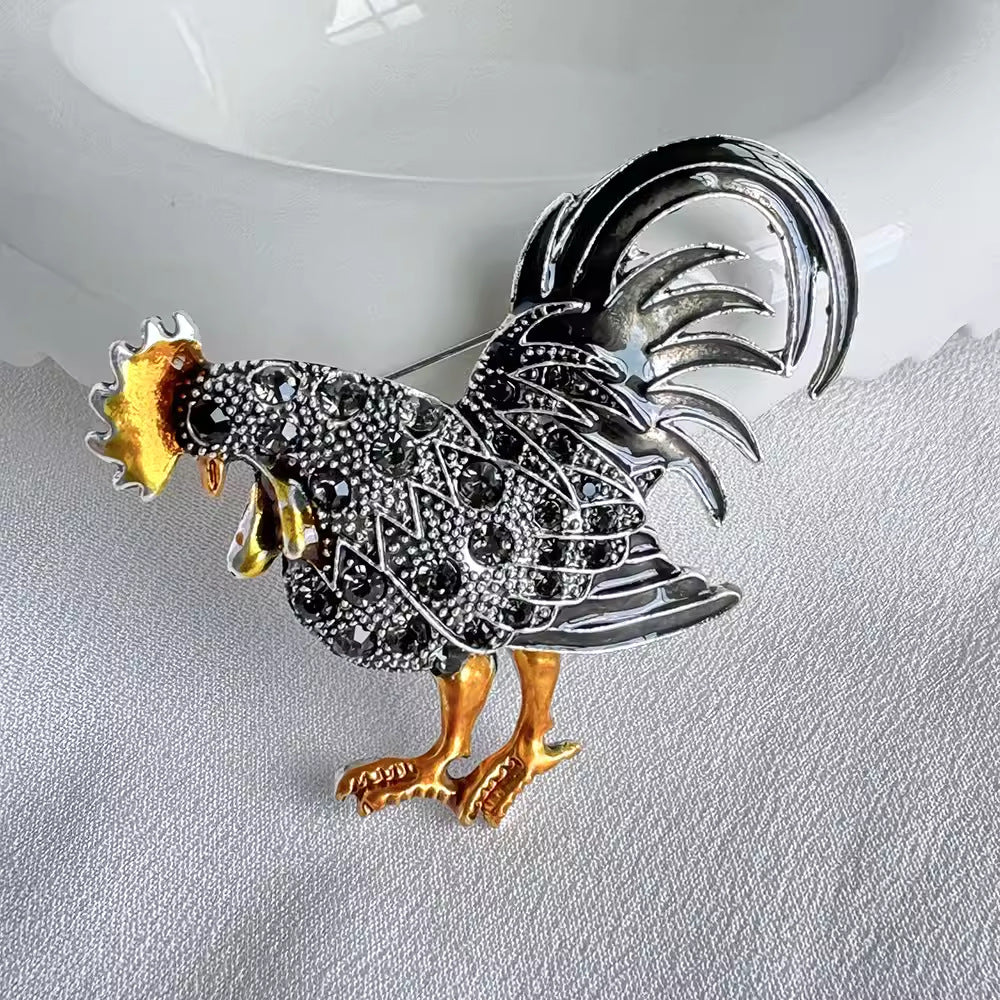 Purple Rooster Brooch Highlight