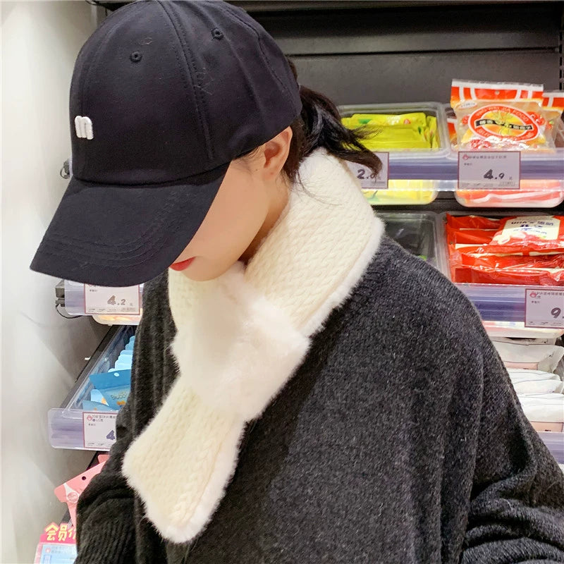 cozy neck warmer displayed on mannequin