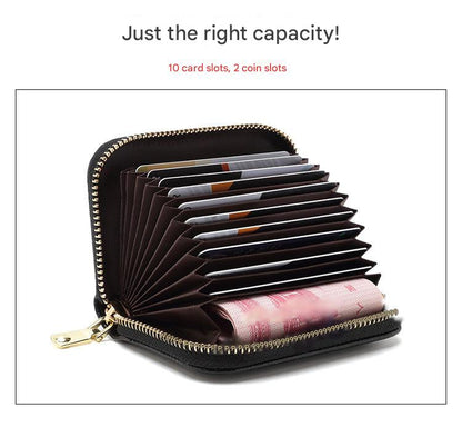 RFID blocking leather wallet in wine red color