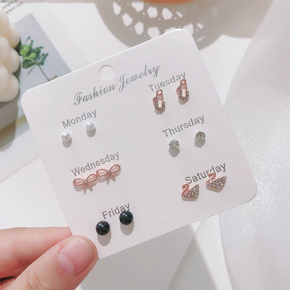 Korean pearl bow earrings image 4