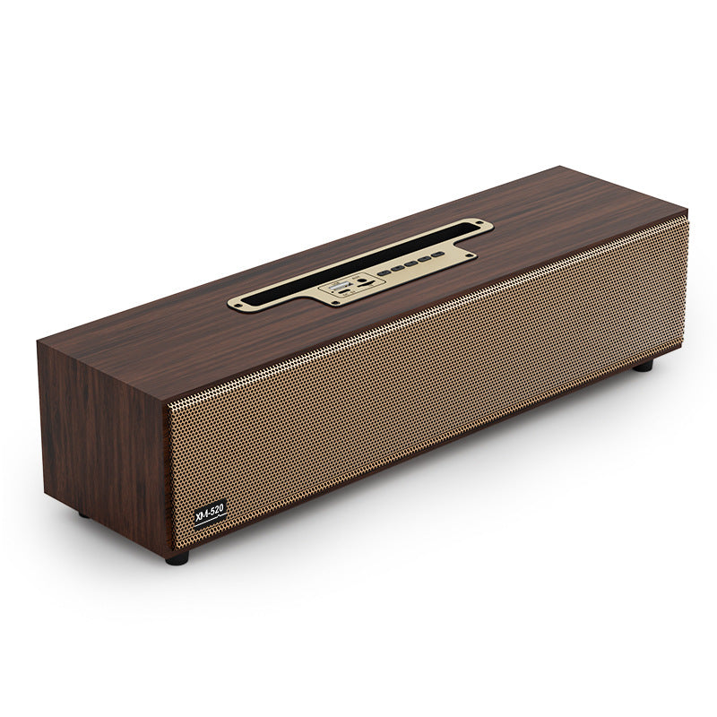 Vintage wooden Bluetooth speaker front view