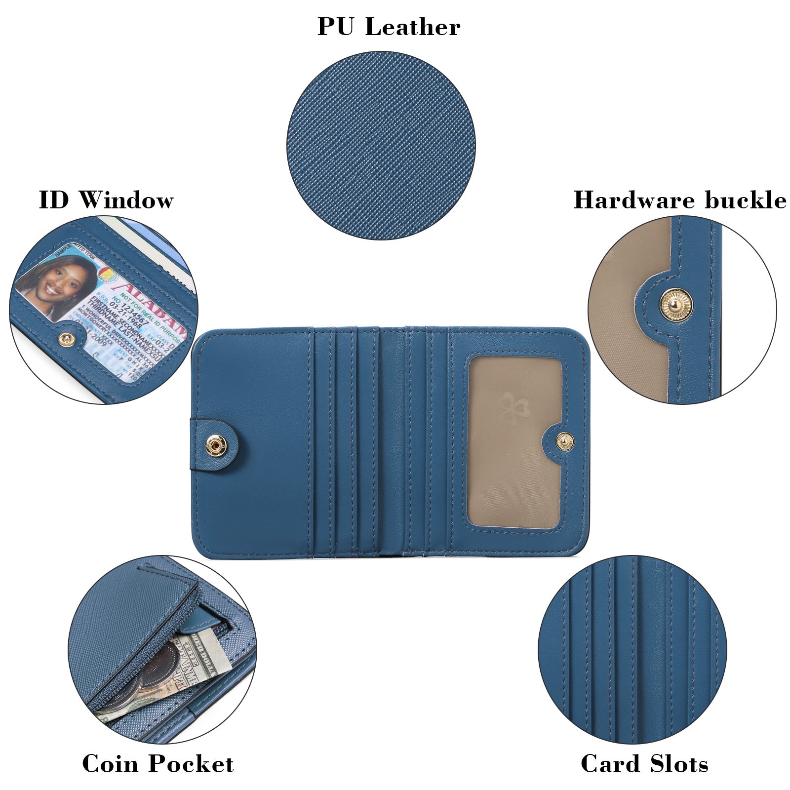 Stylish PU leather wallet in haze blue