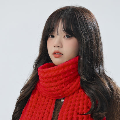 Stylish beige knit hat with matching scarf