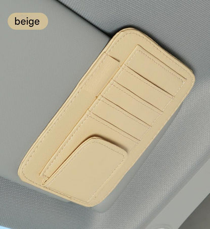 PU leather sunglasses holder in car
