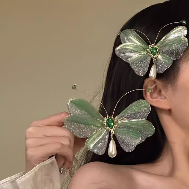 Whimsical sheer butterfly hair accessory