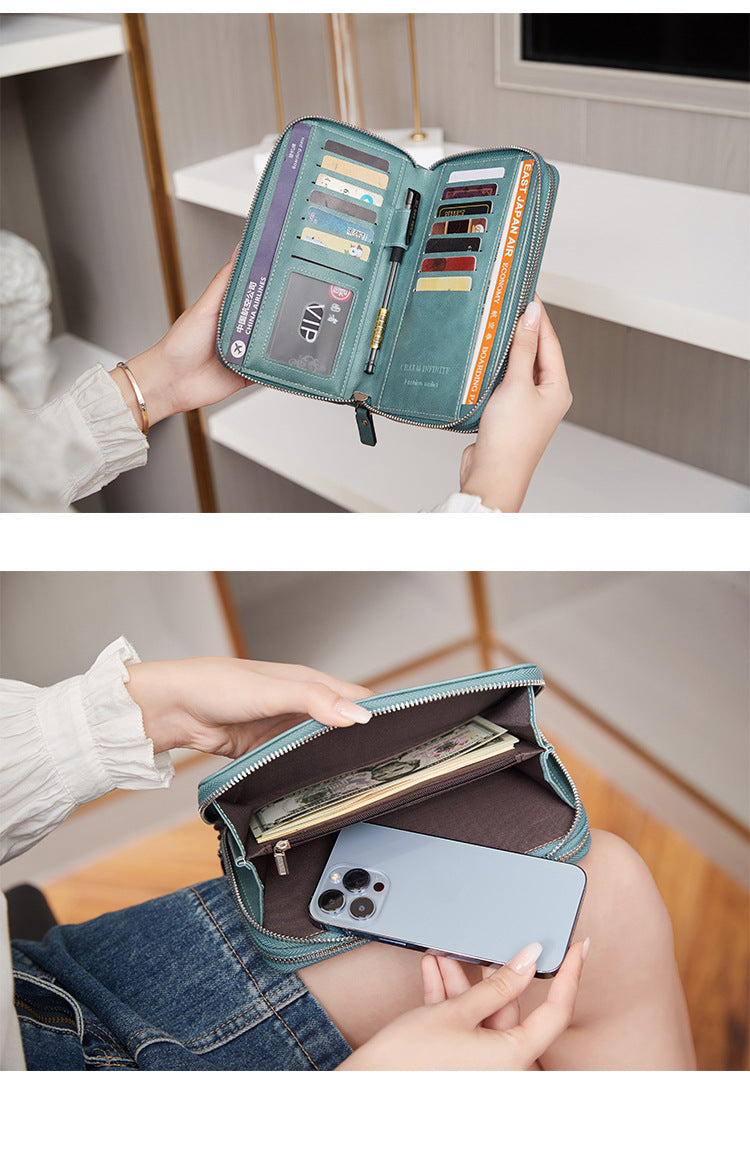 Close-up of card slots in wallet