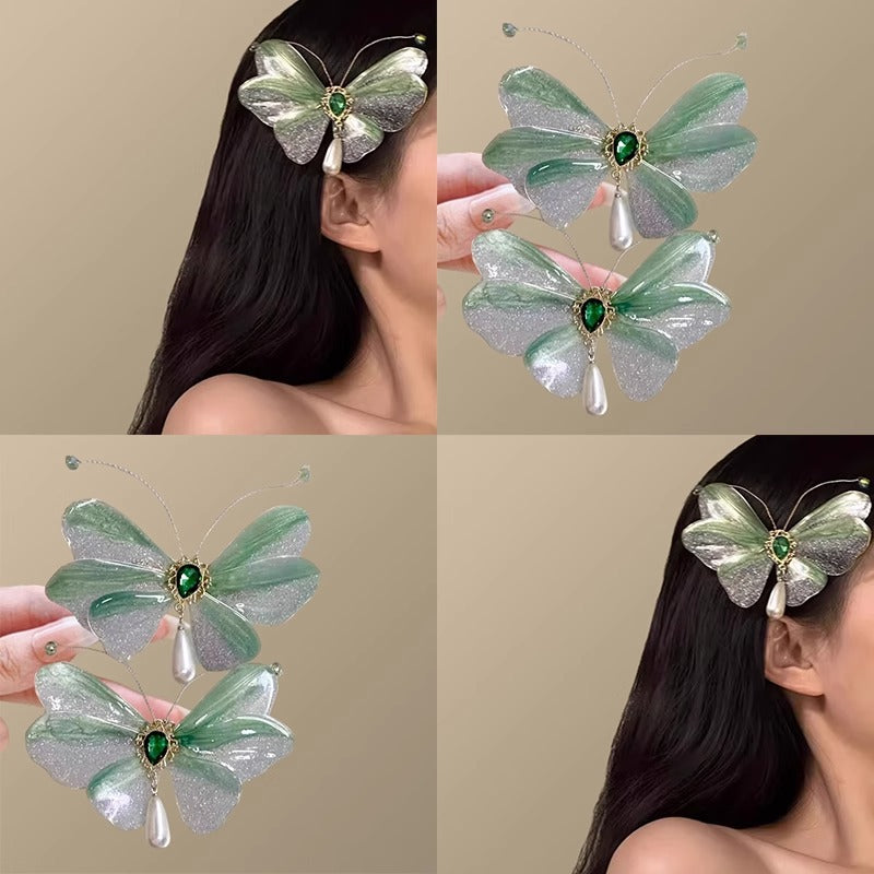 Elegant pink butterfly hair clip