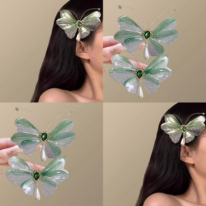 Elegant pink butterfly hair clip
