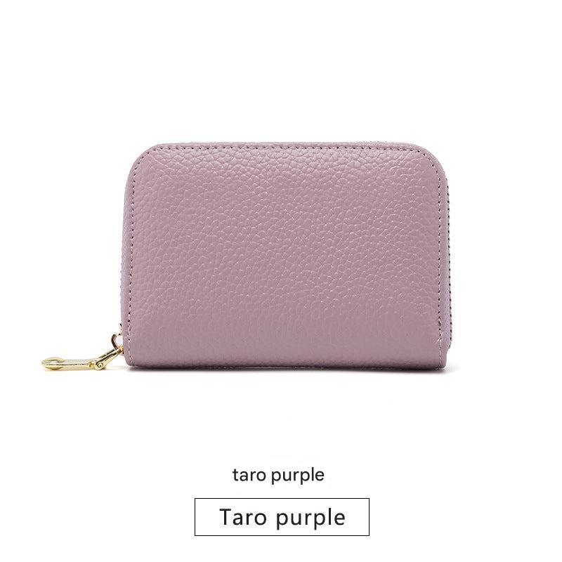 RFID blocking leather wallet in amethyst purple color