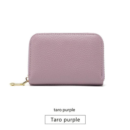 RFID blocking leather wallet in amethyst purple color