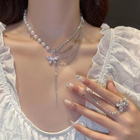 butterfly pearl necklace image 6