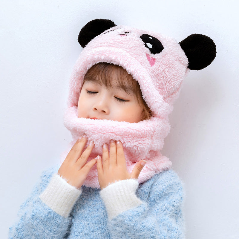Kids bear ear winter hat front view